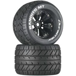 DURATRAX DTXC3576 Bandito MT 3.8" Mounted 1/2" Offset Tires, Black (2)