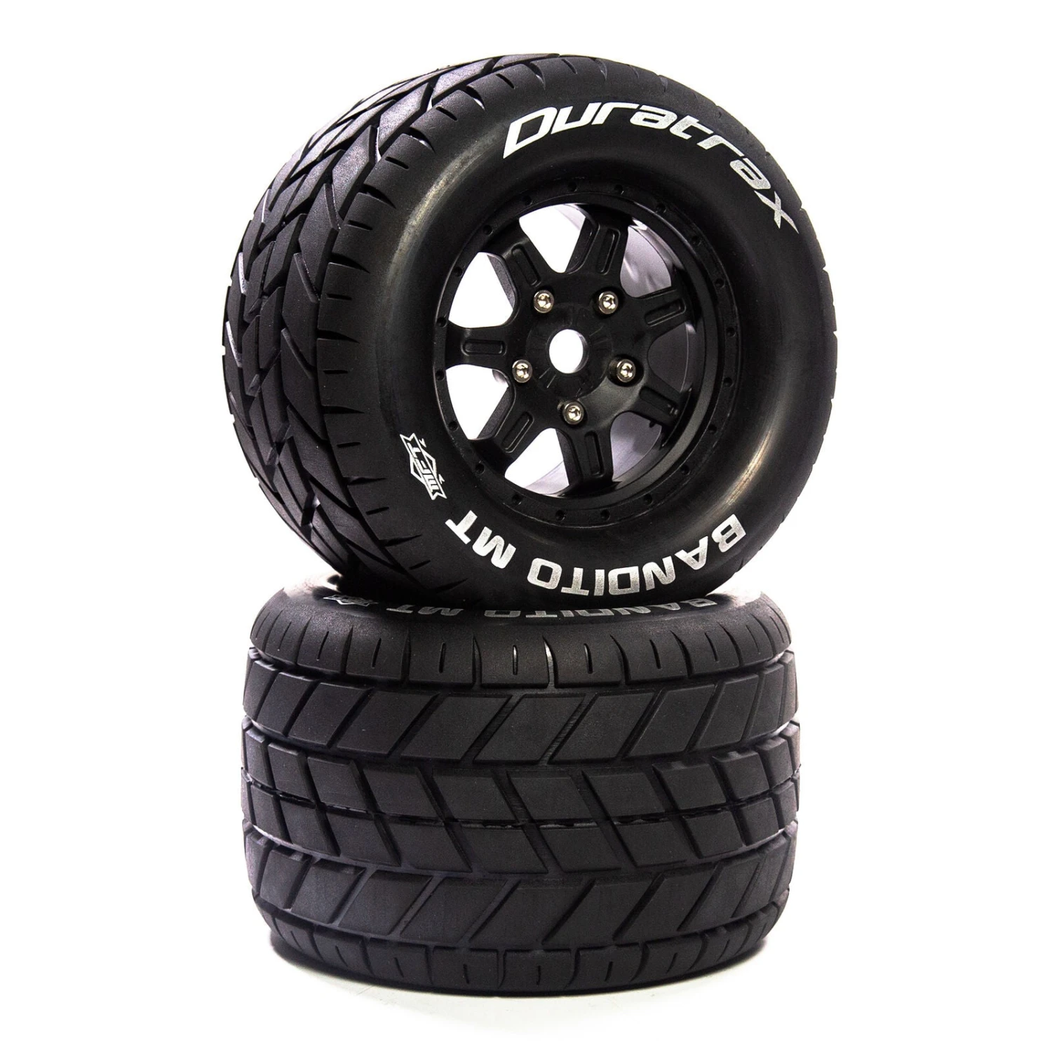 DURATRAX DTXC5626 Bandito MT Belt 3.8" Mounted Front/Rear Tires 0 Offset 17mm, Black (2) 3 DURATRAX DTXC5626 Bandito MT Belt 3.8" Mounted Front/Rear Tires 0 Offset 17mm, Black (2)